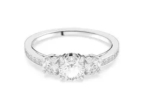 Stilla Rhodium Plated Round Cut White Crystal Ring