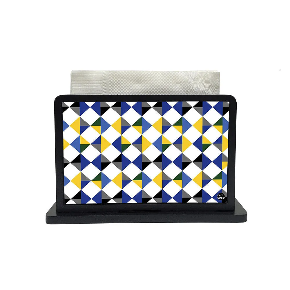 Tissue Holder Paper Napkin Stand - Yellow And Blue Diamonds