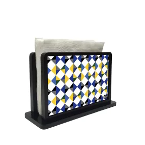 Tissue Holder Paper Napkin Stand - Yellow And Blue Diamonds