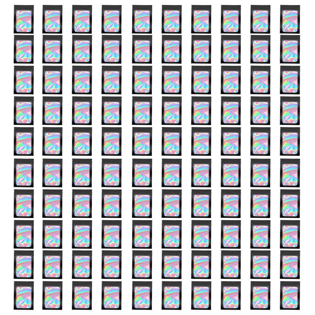 US 100-200 Pcs Smell Proof Mylar Bag Holographic Resealable Foil Pouch 4x6''