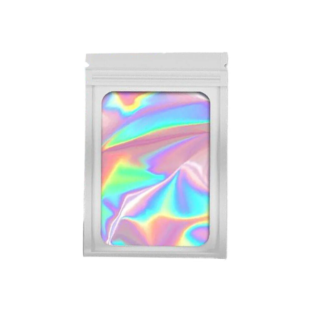 US 100-200 Pcs Smell Proof Mylar Bag Holographic Resealable Foil Pouch 4x6''