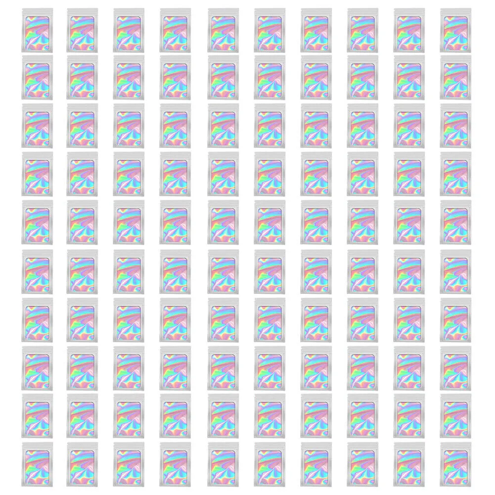 US 100-200 Pcs Smell Proof Mylar Bag Holographic Resealable Foil Pouch 4x6''