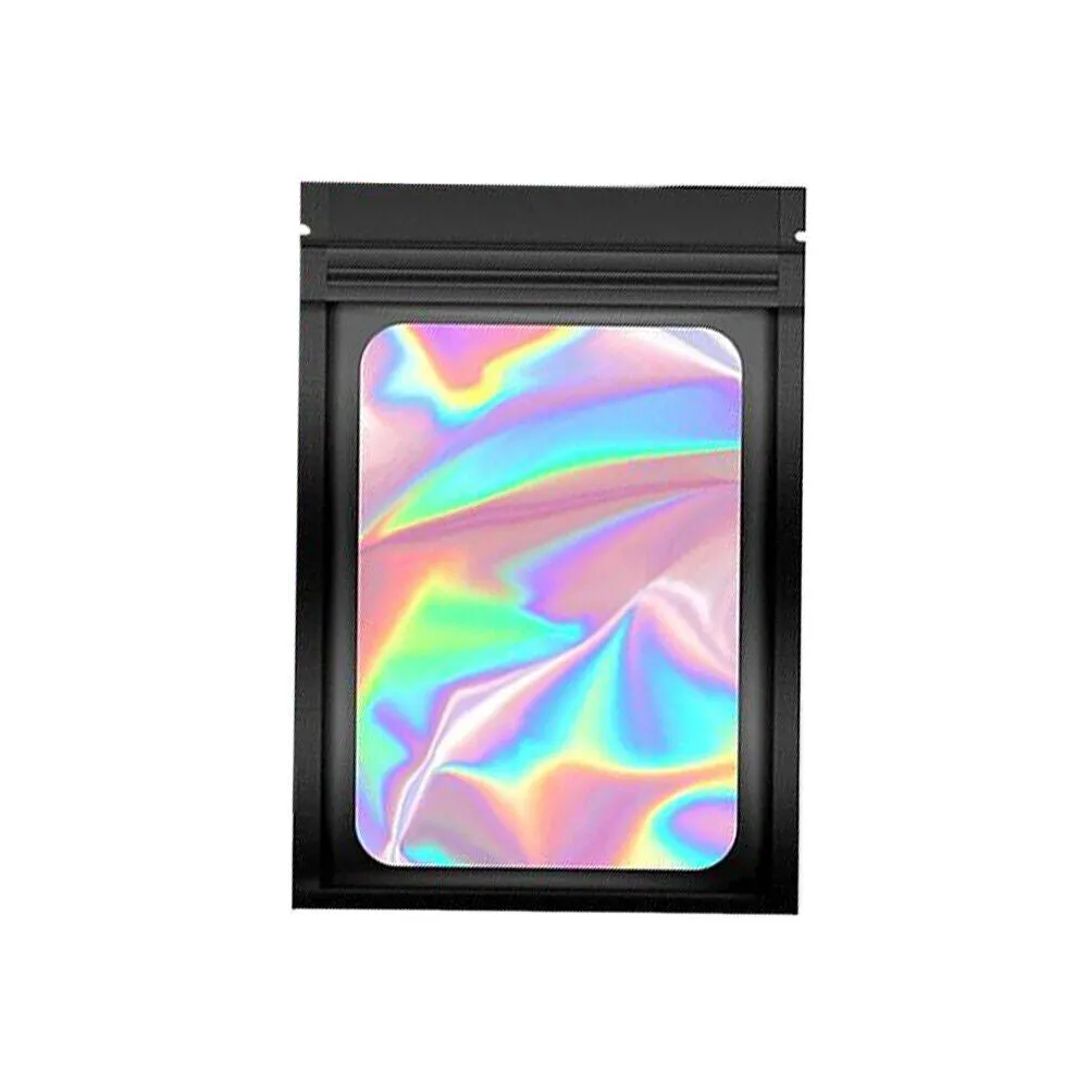 US 100-200 Pcs Smell Proof Mylar Bag Holographic Resealable Foil Pouch 4x6''
