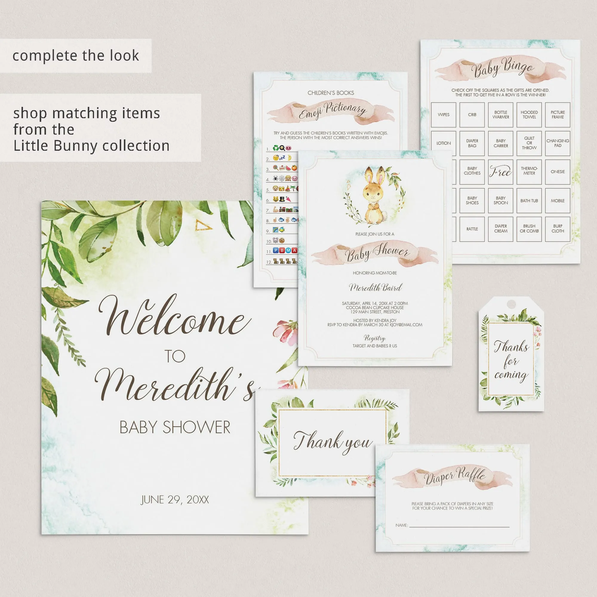 Watercolor DIY Baby Shower Activity Late Night Diapers