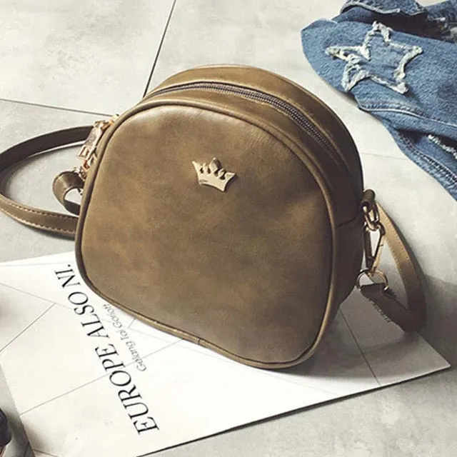 Women Crown Leather Shoulder Classic Cross Body Messenger Bag
