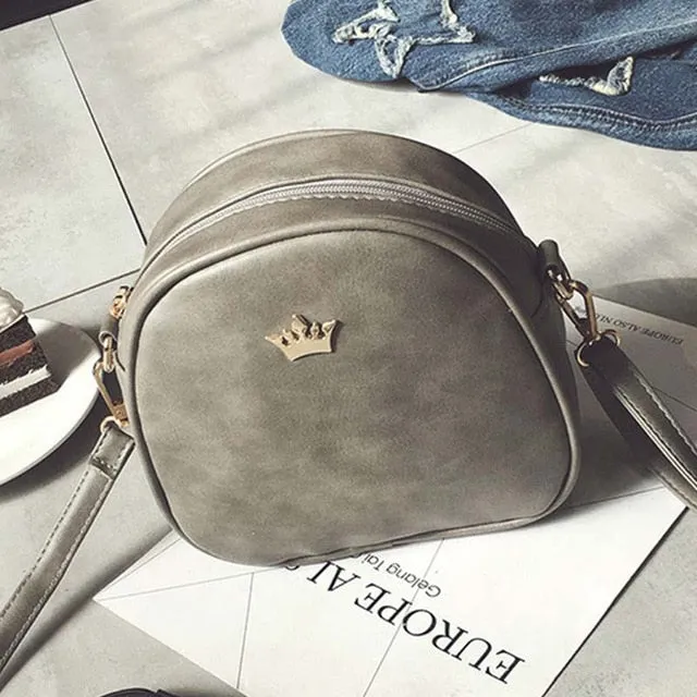 Women Crown Leather Shoulder Classic Cross Body Messenger Bag