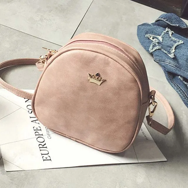 Women Crown Leather Shoulder Classic Cross Body Messenger Bag