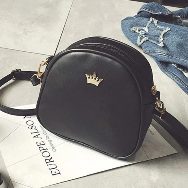 Women Crown Leather Shoulder Classic Cross Body Messenger Bag