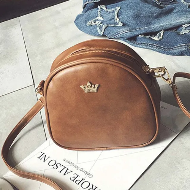 Women Crown Leather Shoulder Classic Cross Body Messenger Bag