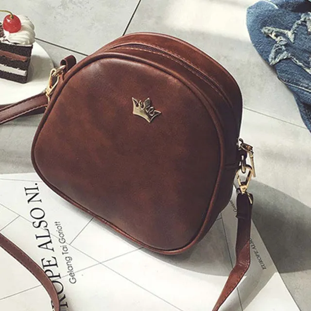 Women Crown Leather Shoulder Classic Cross Body Messenger Bag