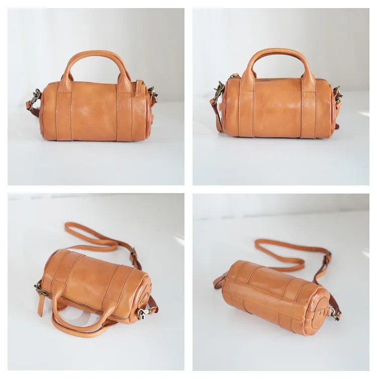 Womens Small Leather Barrel Bag Shoulder Handbags