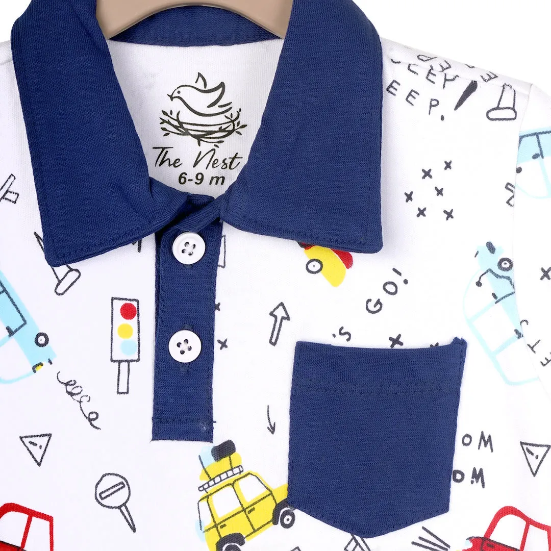 Zoomin' cars short sleeve collared Shortall